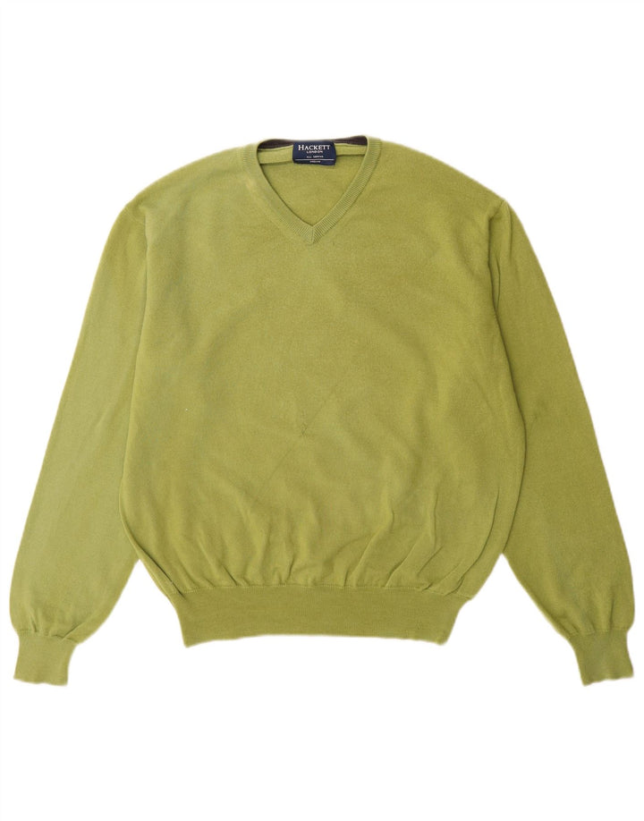 Maglione da uomo con scollo a V Hackett in lana merino verde medio