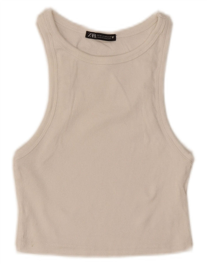 Canotta corta da donna Zara UK 12 bianco medio