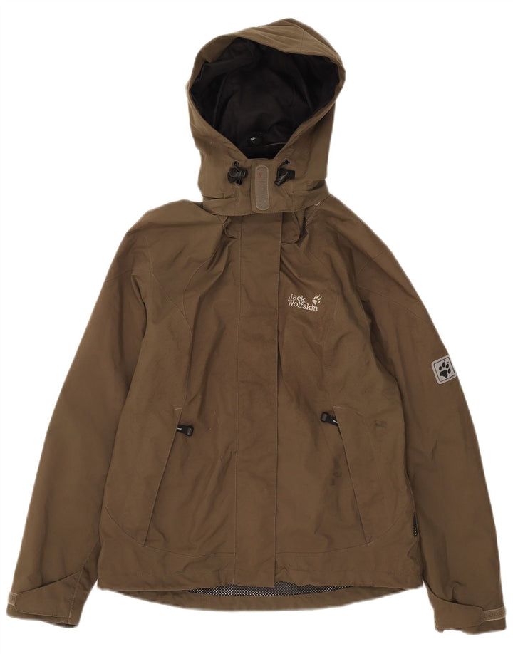 Giacca antipioggia con cappuccio da donna Jack Wolfskin UK 8 Small Poliestere kaki