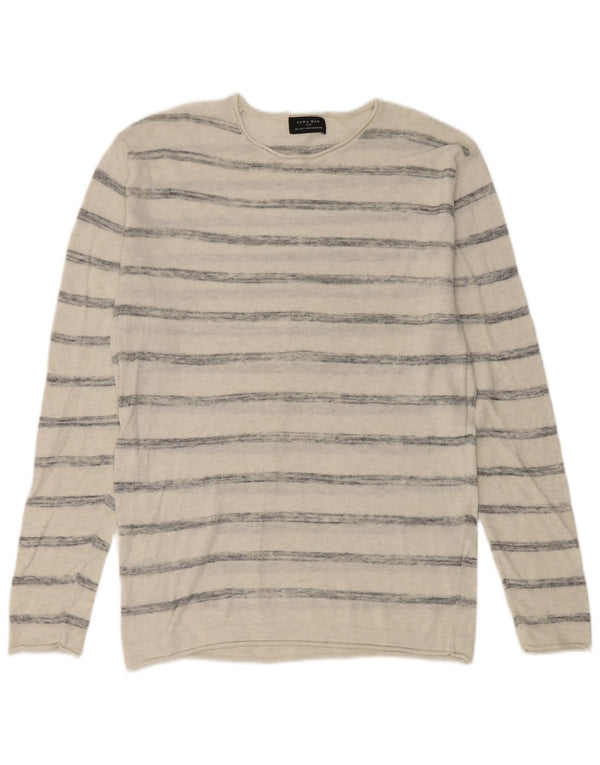 Top Zara da uomo a maniche lunghe in cotone a righe bianche piccole