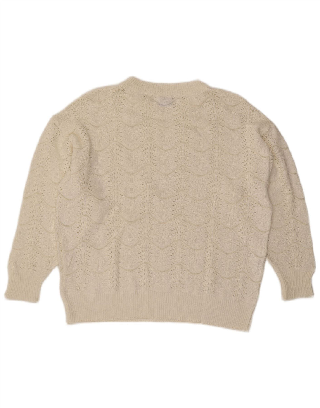 Maglione maglione girocollo da donna vintage IT 46 grande Chevron bianco sporco
