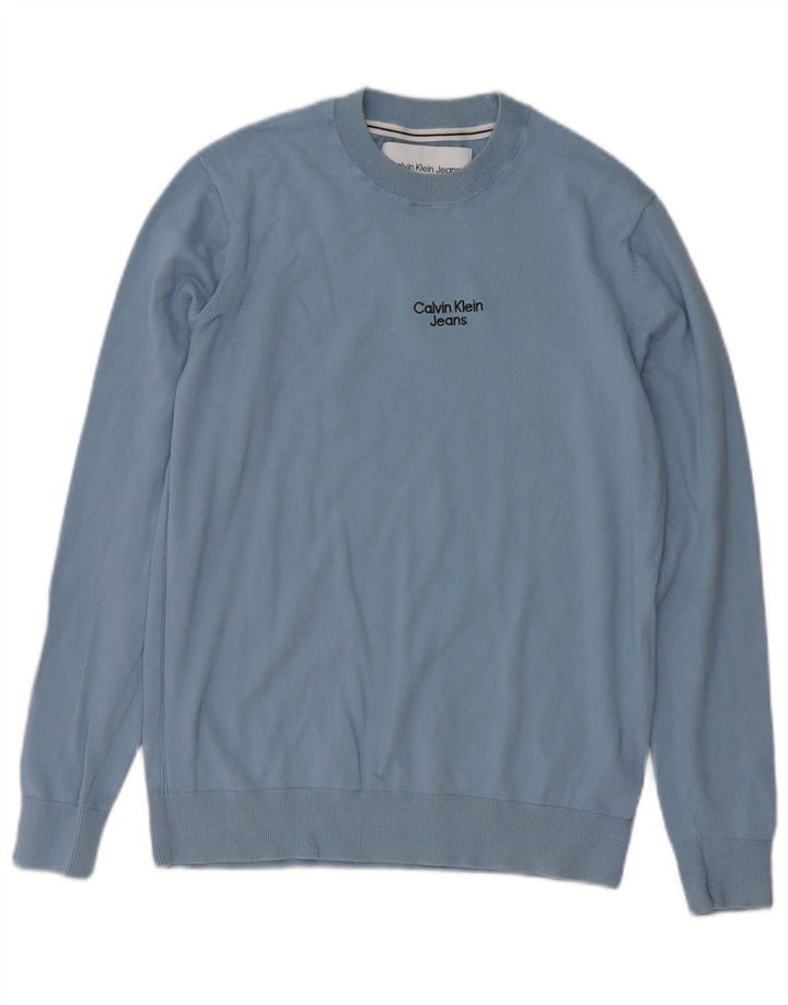 Maglione maglione girocollo da uomo Calvin Klein Jeans piccolo cotone blu