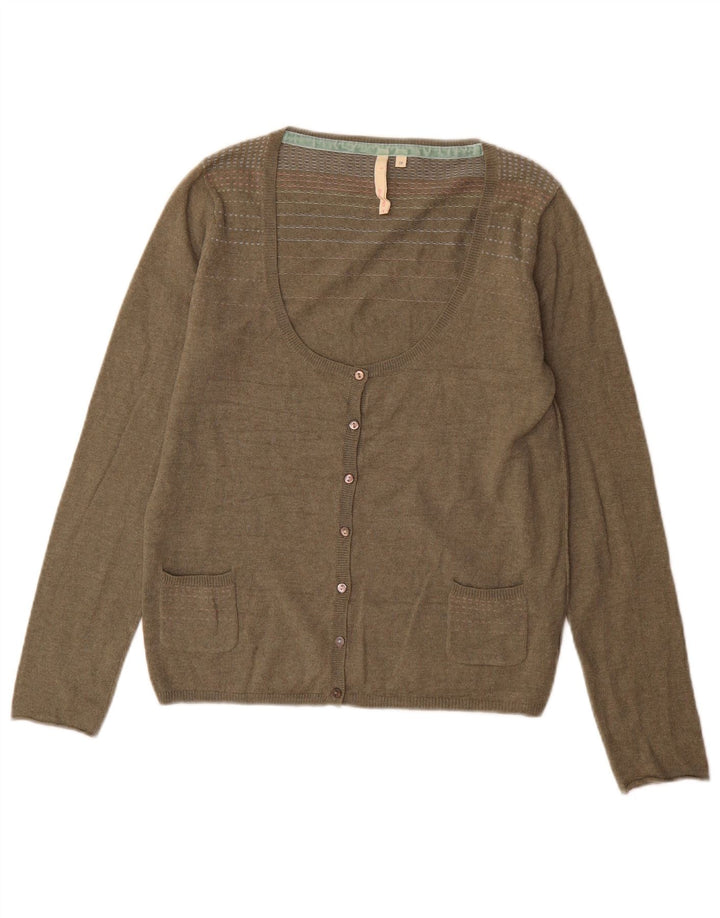 Maglione cardigan da donna White Stuff UK 16 grande cotone kaki