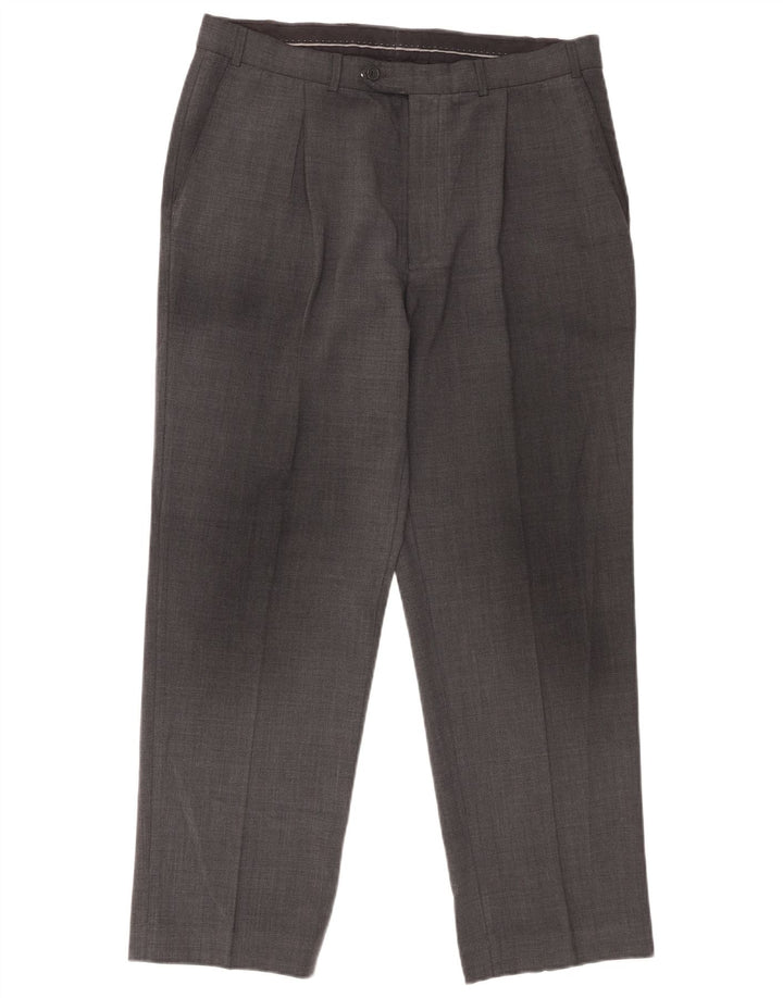Pantaloni da abito con pegging da uomo Marks & Spencer W34 L28 Grigi