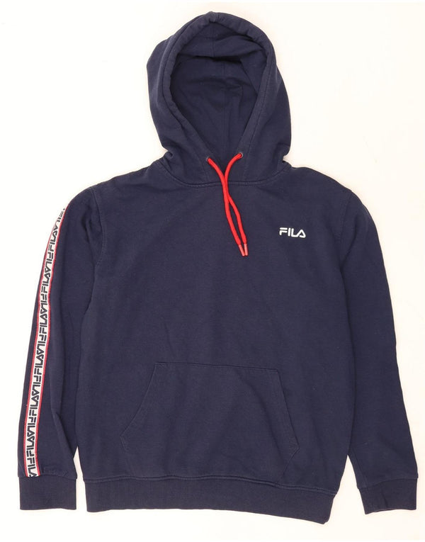 Felpa con cappuccio grafica da uomo Fila, cotone color block medio blu navy