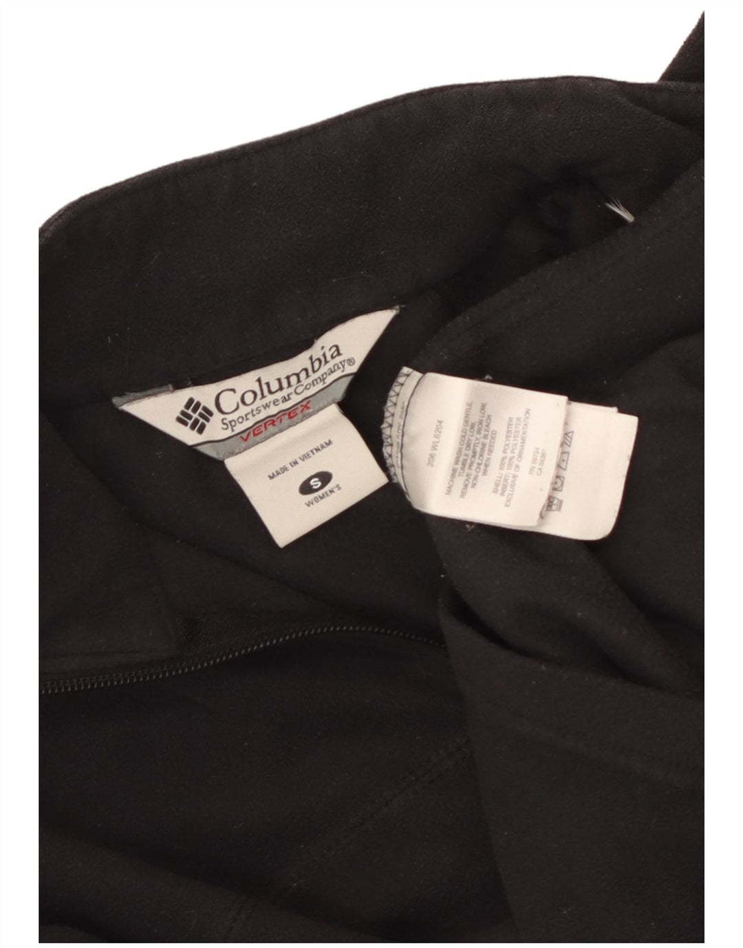 Maglione in pile Columbia da donna con collo e zip UK 10 piccolo poliestere nero