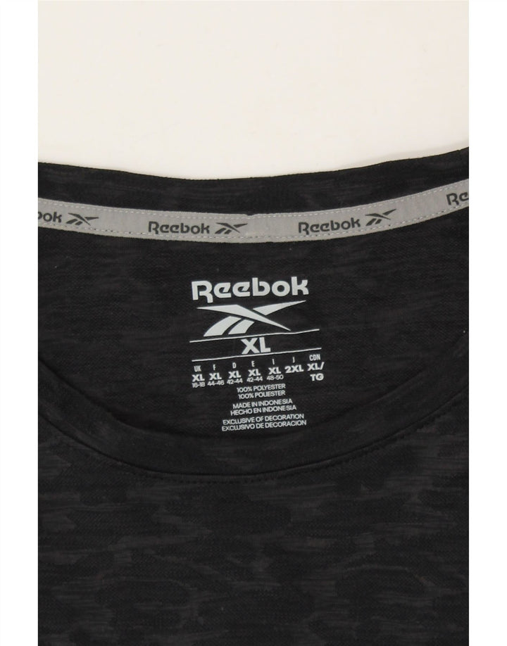 REEBOK Womens T-Shirt Top UK 16/18 XL Grey Tie Dye Polyester Vintage Reebok and Second-Hand Reebok from Messina Hembry 