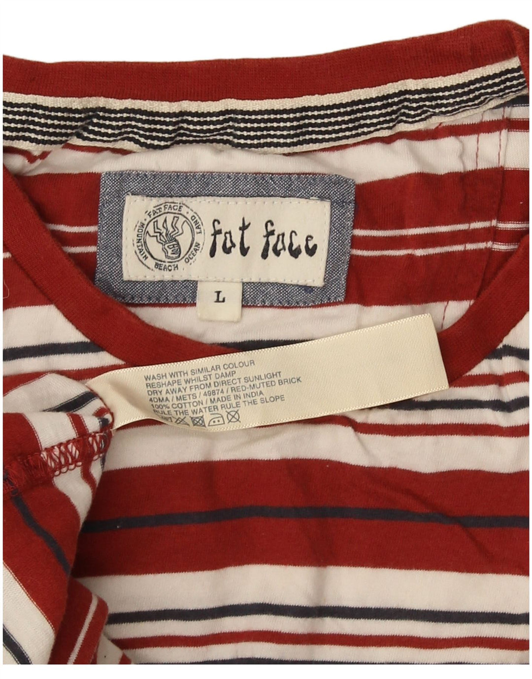 T-shirt da uomo Fat Face Top in cotone a righe rosse grandi