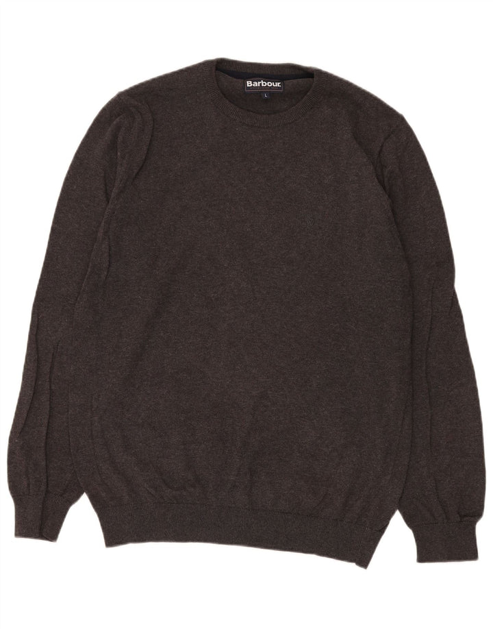 BARBOUR Maglione da uomo girocollo grande in cotone grigio