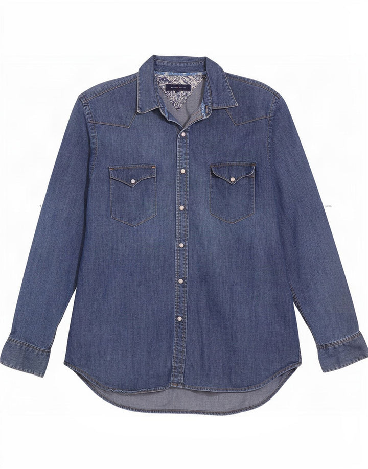 Camicia di jeans da uomo Tommy Hilfiger XL in cotone blu