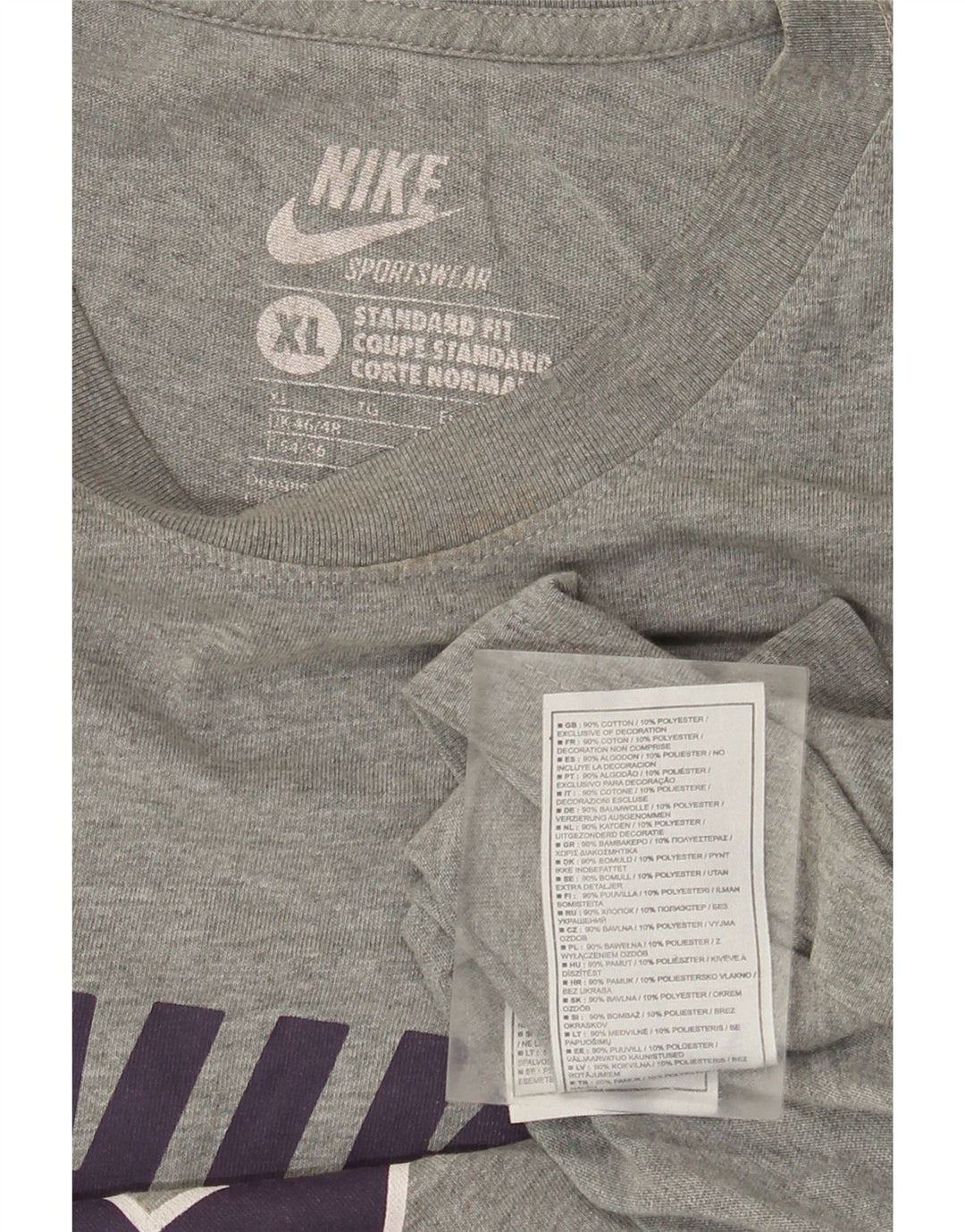 T-shirt grafica da uomo Nike Top XL in cotone chiazzato grigio