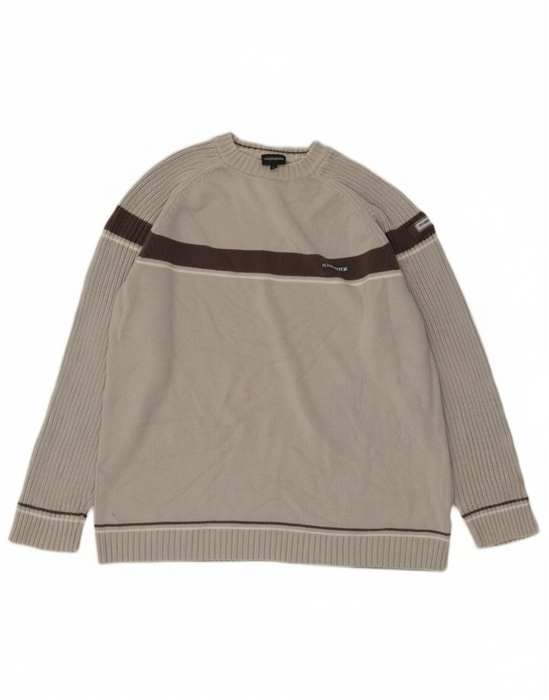 Maglione da uomo girocollo Kickers in cotone color block grigio medio