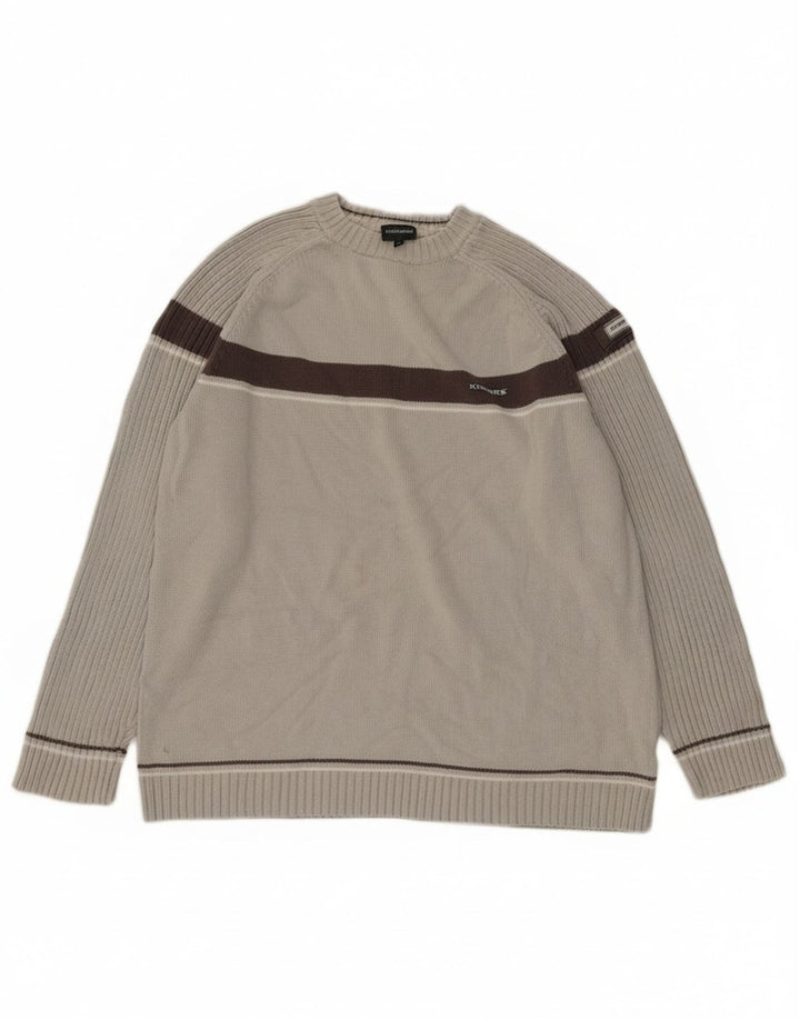 Maglione da uomo girocollo Kickers in cotone color block grigio medio