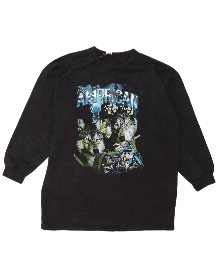 Urban Outfitters Felpa con grafica Wolf da uomo Maglione medio blu navy