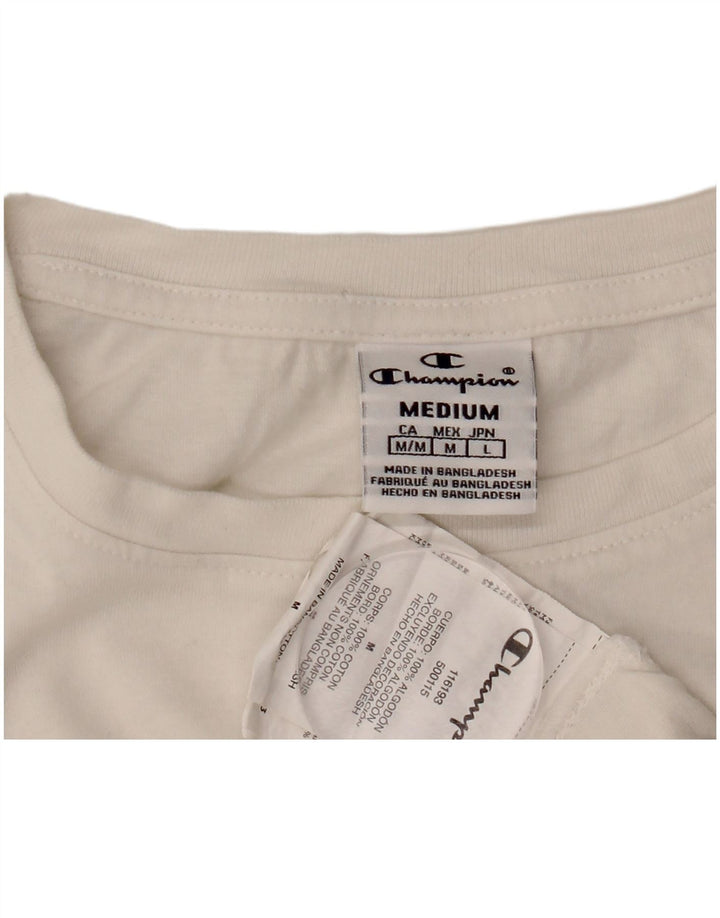 T-shirt grafica da donna CHAMPION Top UK 14 cotone bianco medio