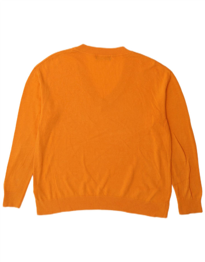 Maglione da uomo con scollo a V Marks & Spencer in cotone arancione medio