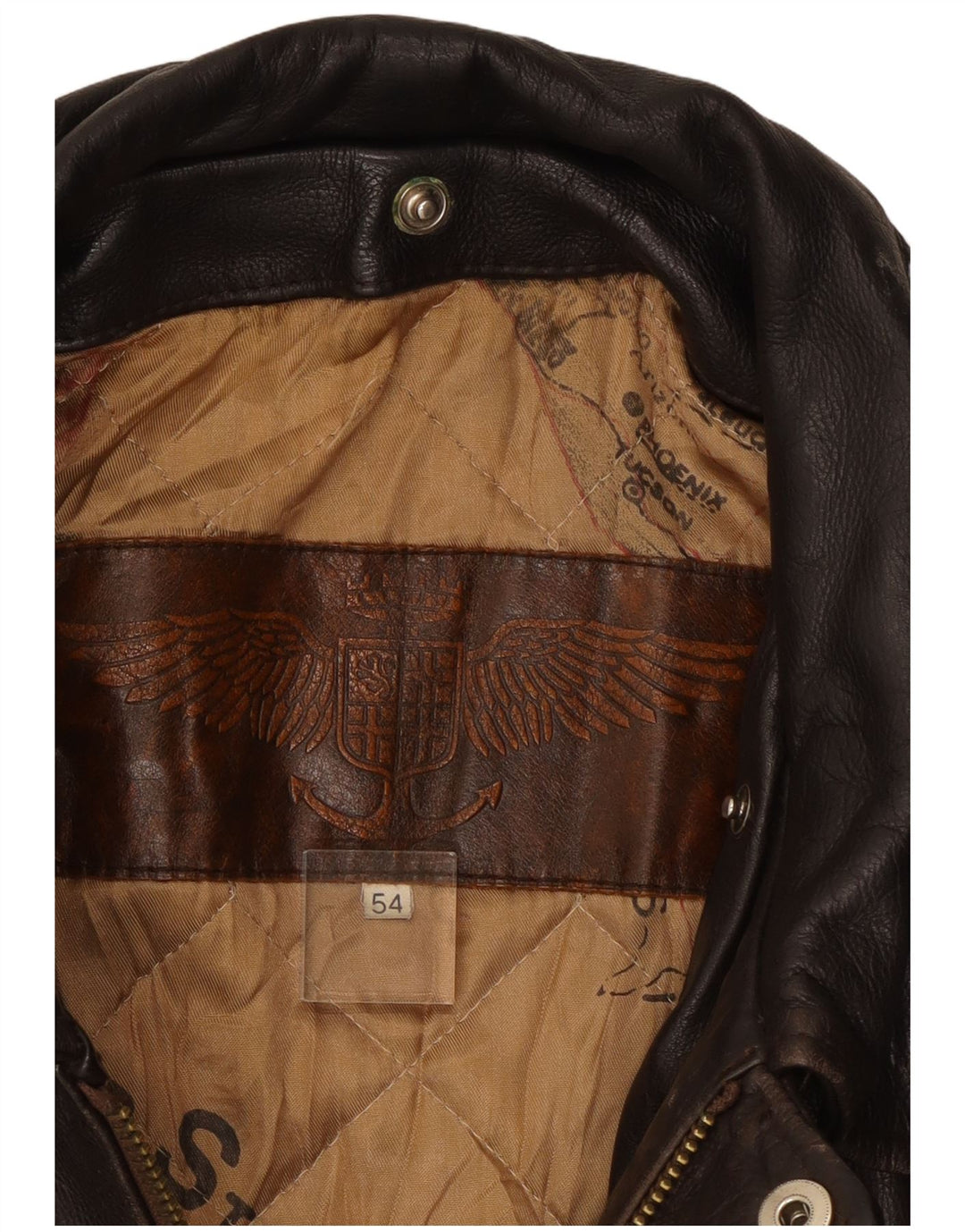 Giacca in pelle militare vintage da uomo IT 54 2XL Marrone