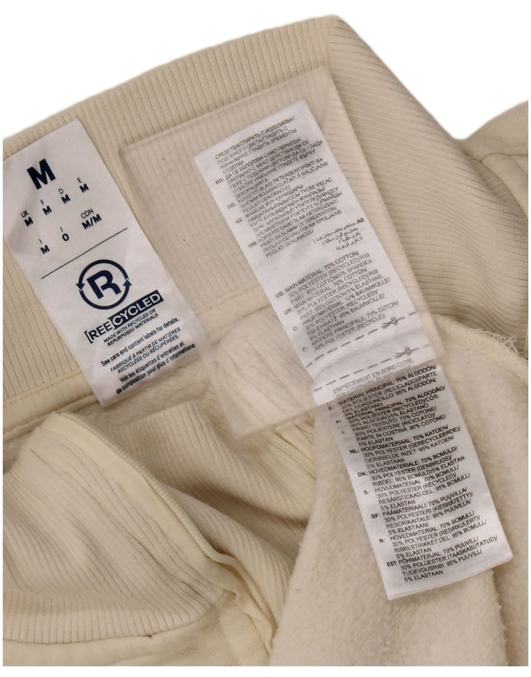 REEBOK Felpa da uomo con vestibilità ampia e collo con zip, in cotone bianco sporco medio