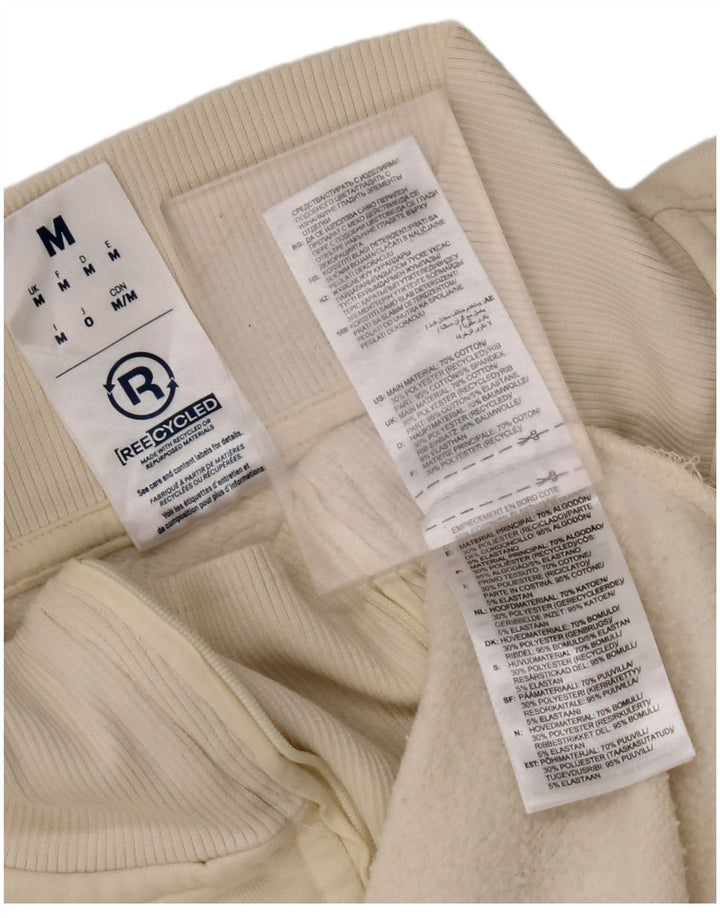 REEBOK Felpa da uomo con vestibilità ampia e collo con zip, in cotone bianco sporco medio