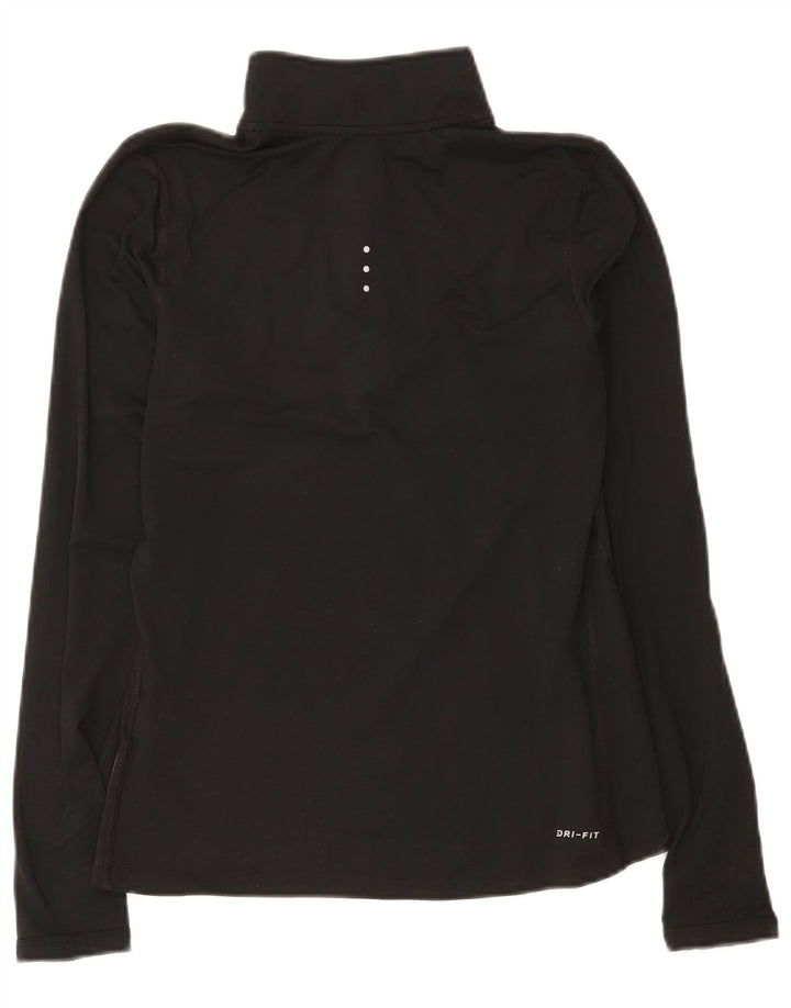 Top della tuta da ginnastica Nike Dri Fit con collo e zip da donna, UK 10, piccola, nera