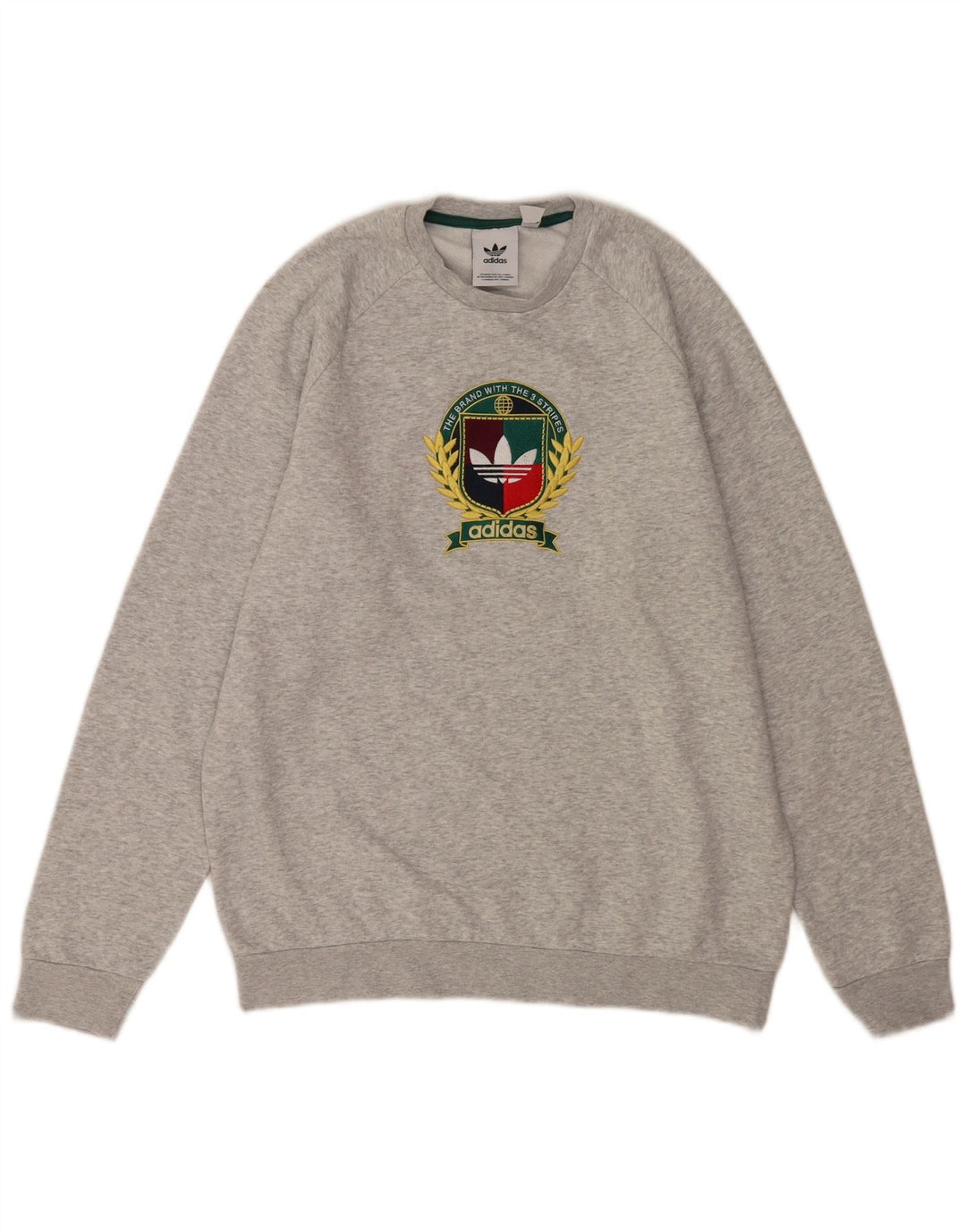 Felpa grafica da uomo Adidas Felpa in cotone grigio medio