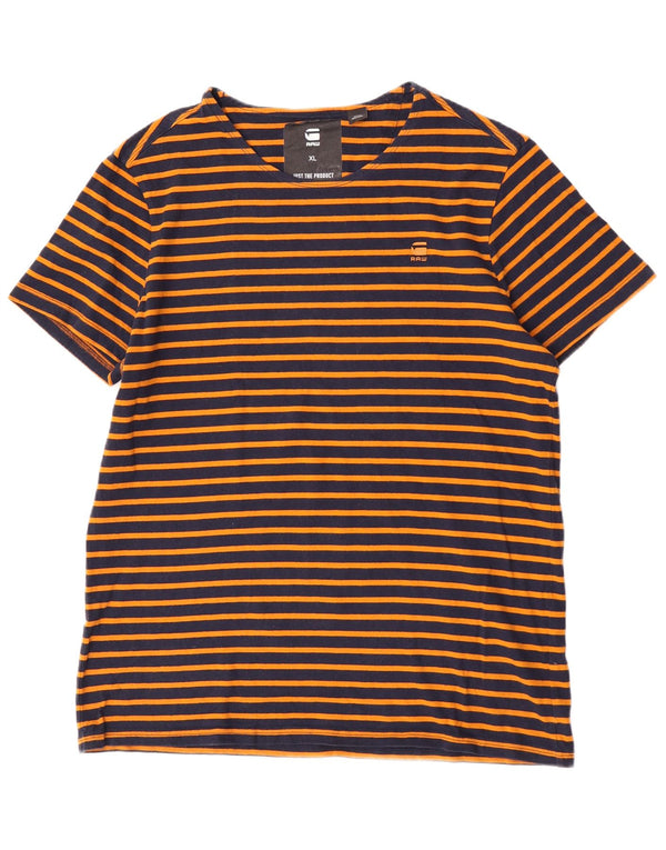 T-shirt da uomo G-Star Top XL a righe arancioni