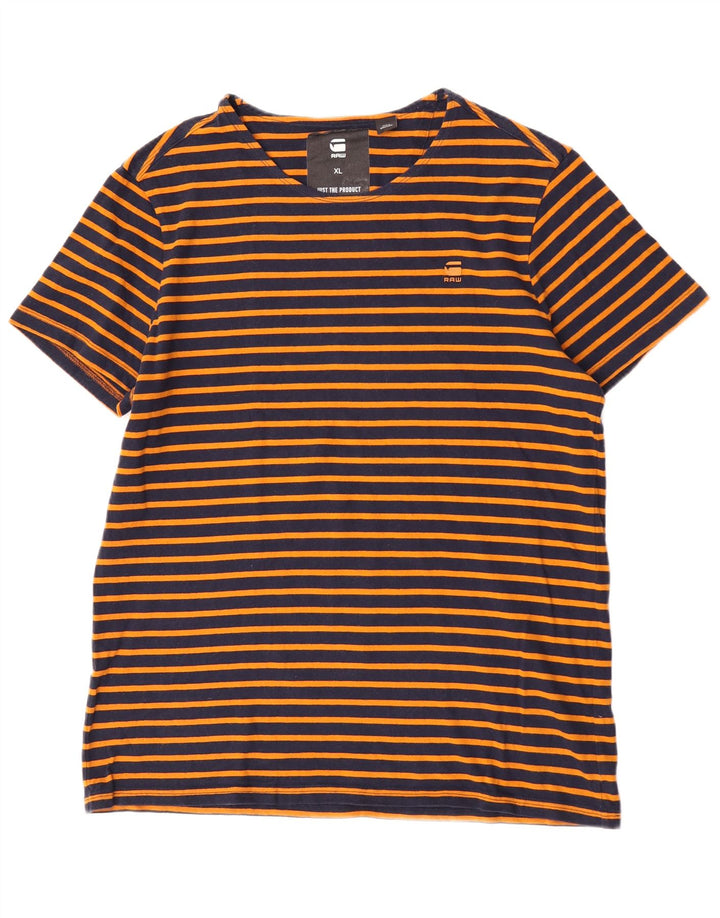 T-shirt da uomo G-Star Top XL a righe arancioni