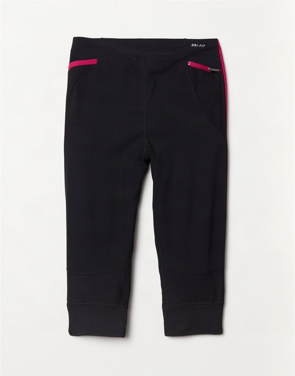Leggings Nike Dri Fit Capri da donna UK 14 Large Nero Colourblock Poliestere
