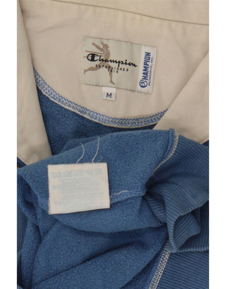 Felpa da donna con collo con zip Champion, maglione UK 14, cotone blu medio