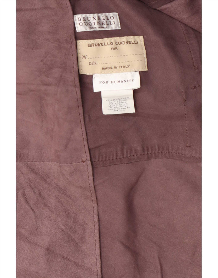 Trench da donna in pelle scamosciata senza maniche Brunello Cucinelli IT 42 Marrone medio