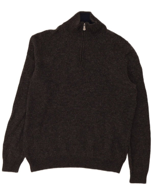 Maglione da uomo con zip e collo John Lewis in lana merino grigio medio