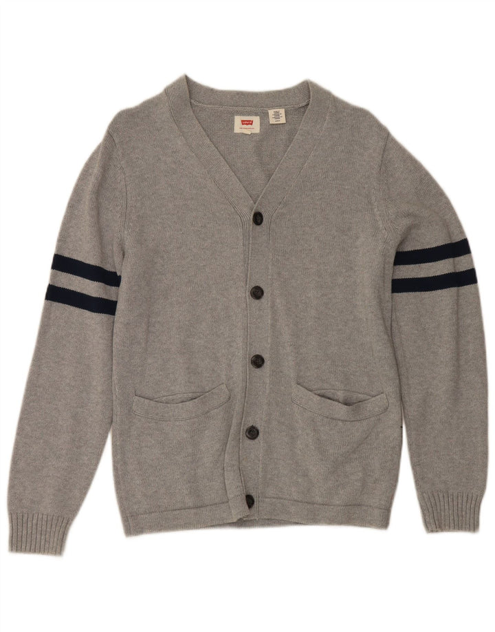 Maglione cardigan da uomo Levi's piccolo in cotone a righe grigie