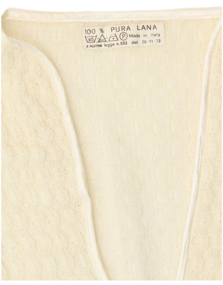 Maglione cardigan da donna vintage UK 16 grande lana bianco sporco