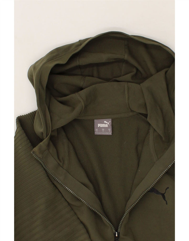 PUMA Mens Zip Hoodie Sweater Medium Khaki Polyester Vintage Puma and Second-Hand Puma from Messina Hembry 