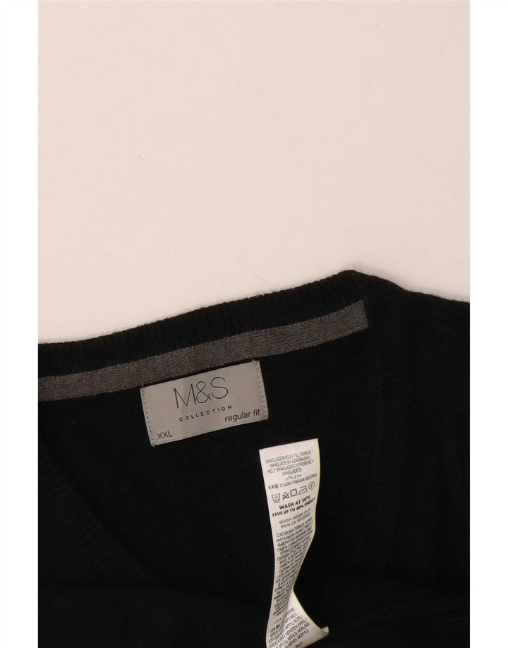 Maglione da uomo Marks & Spencer vestibilità regolare con scollo a V 2XL acrilico nero