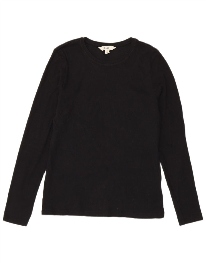 Marks & Spencer Top da donna manica lunga UK 14 cotone nero medio
