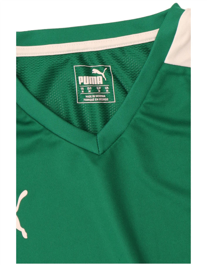 T-shirt grafica da uomo Puma Top verde medio color block