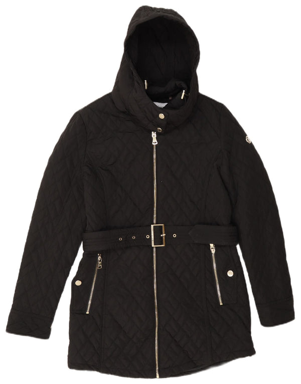 Cappotto trapuntato con cappuccio da donna Calvin Klein UK 10 piccolo poliestere nero