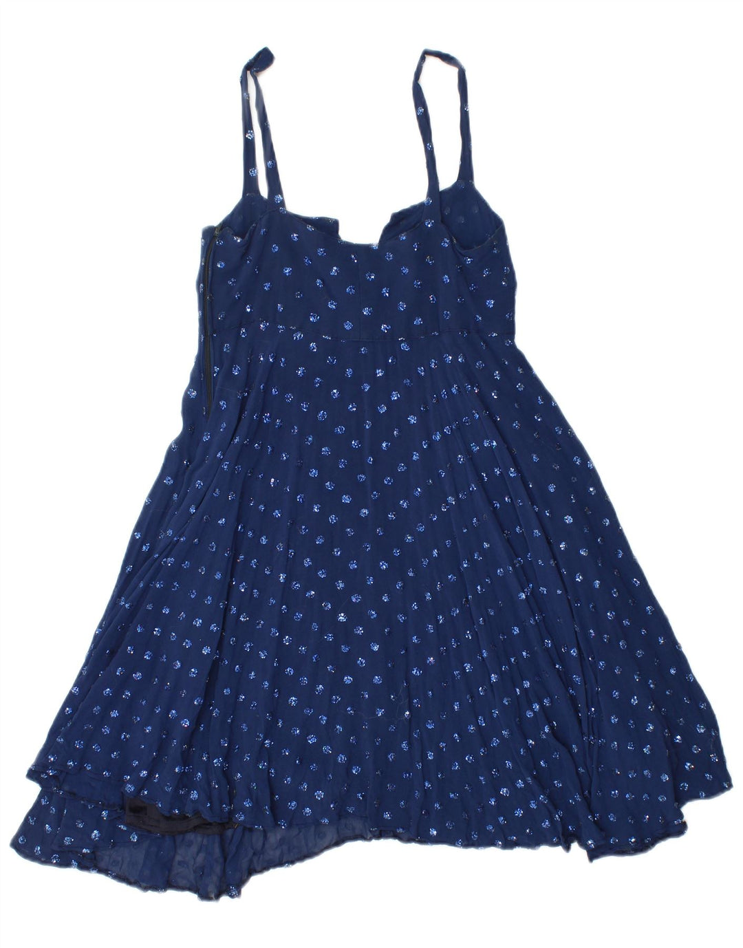 Abito sottoveste da donna VINTAGE IT 42 medio in seta maculata blu navy