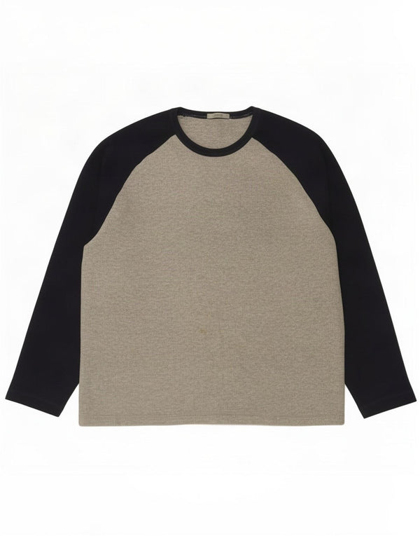 Marks & Spencer Top da uomo a maniche lunghe in cotone color block grigio medio