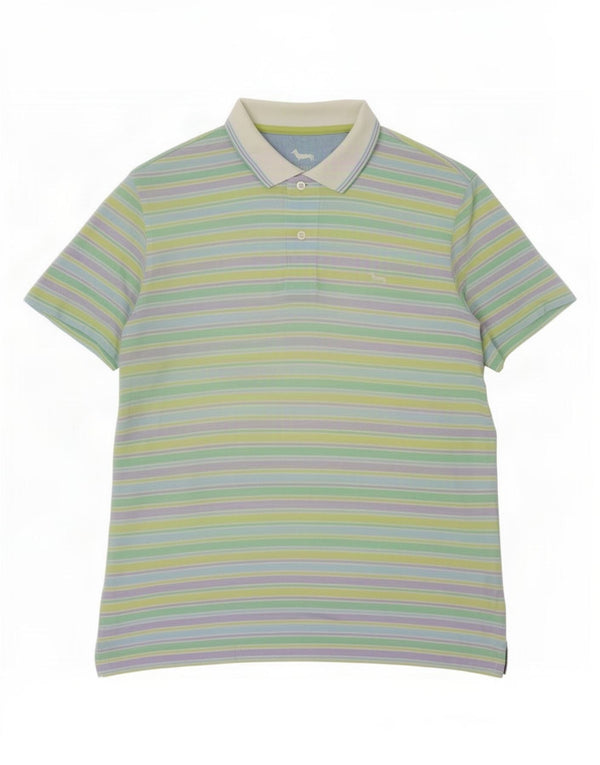 Harmont & Blaine Mens Rugby Polo Shirt Medium Green Striped Cotton