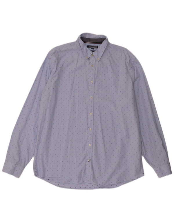 Camicia da uomo Tommy Hilfiger New York Fit 2XL cotone maculato blu