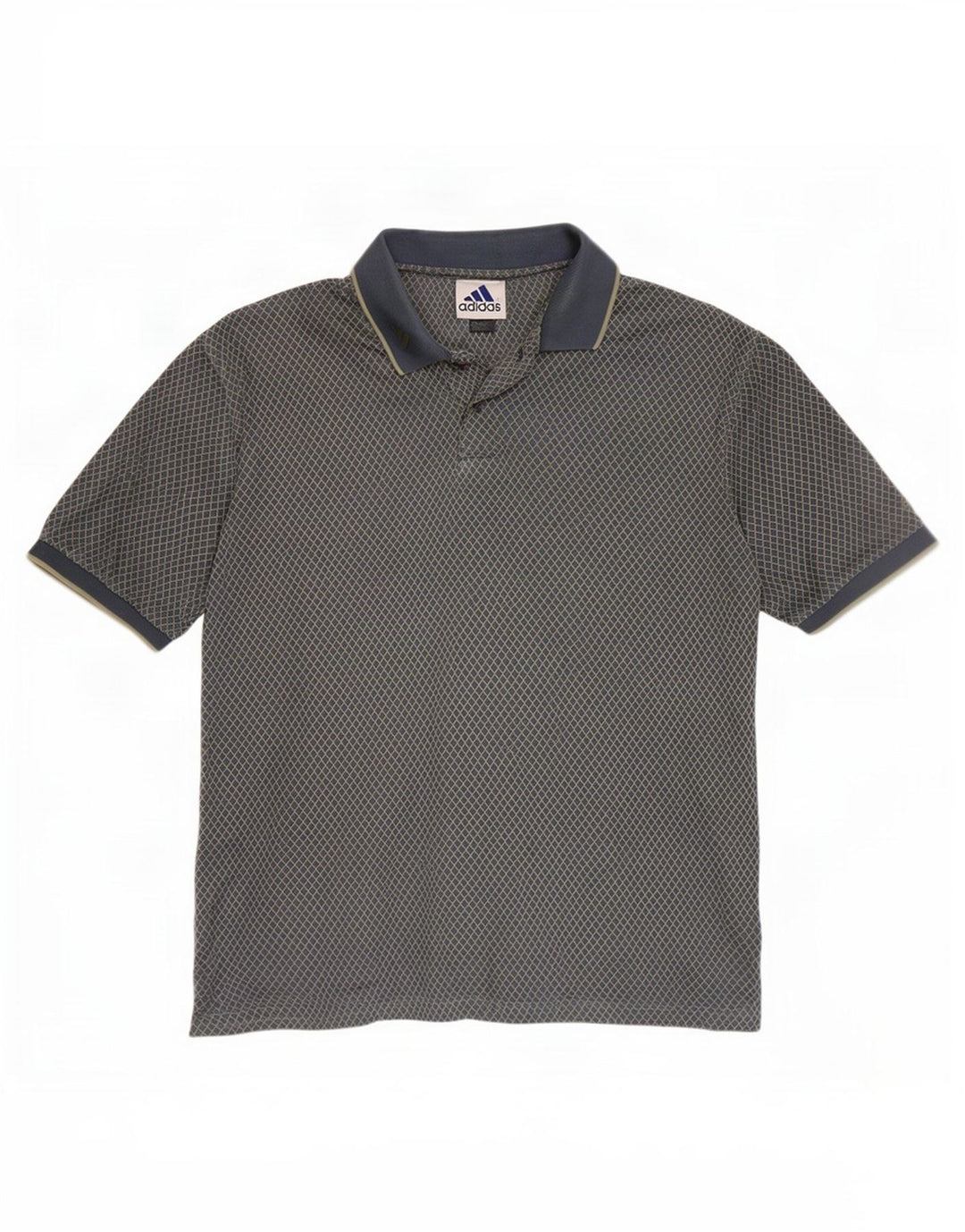 Polo Adidas da uomo grande in cotone grigio a rombi/diamante
