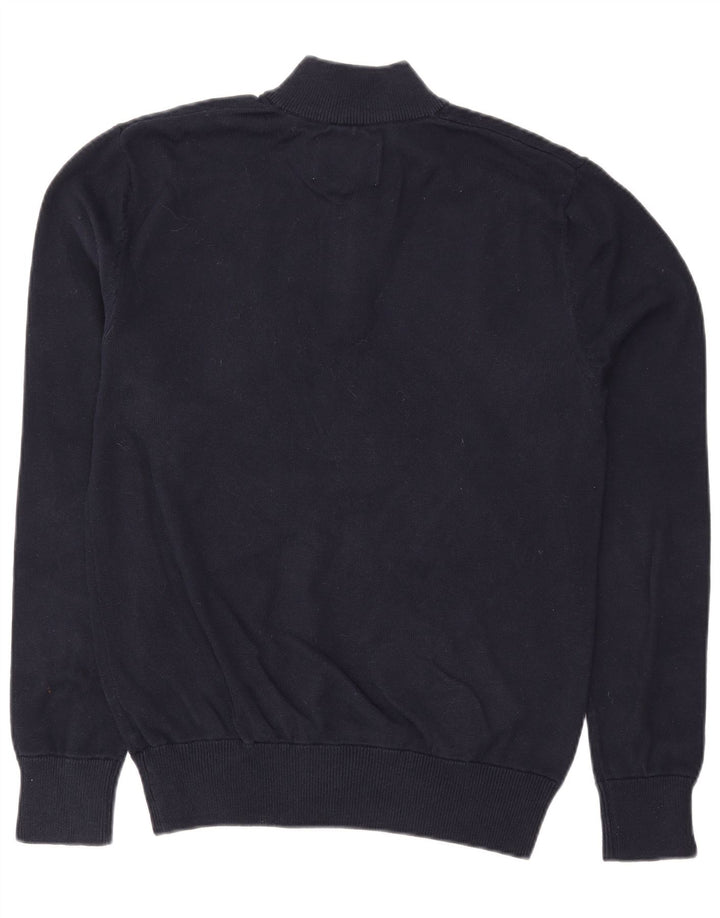 JACK WILLS Maglione da uomo con collo con zip in cotone medio blu navy