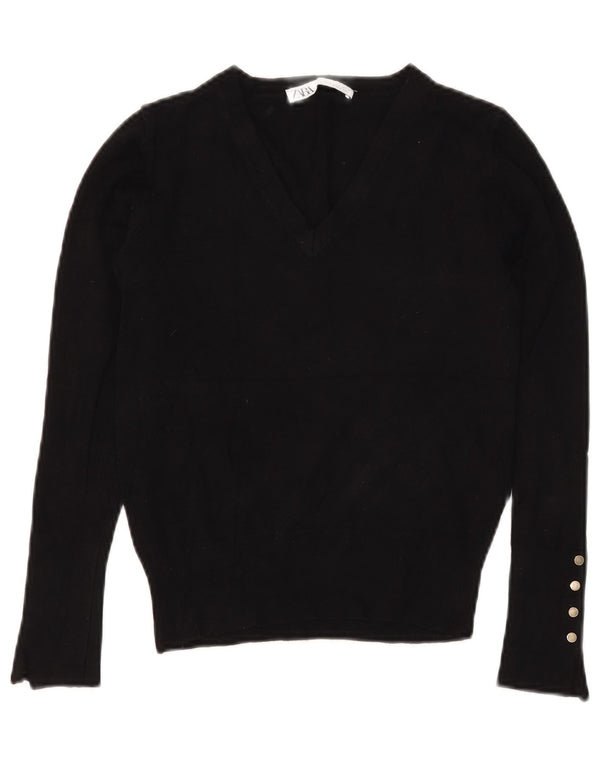 Maglione corto con scollo a V da donna Zara UK 8 piccolo nero