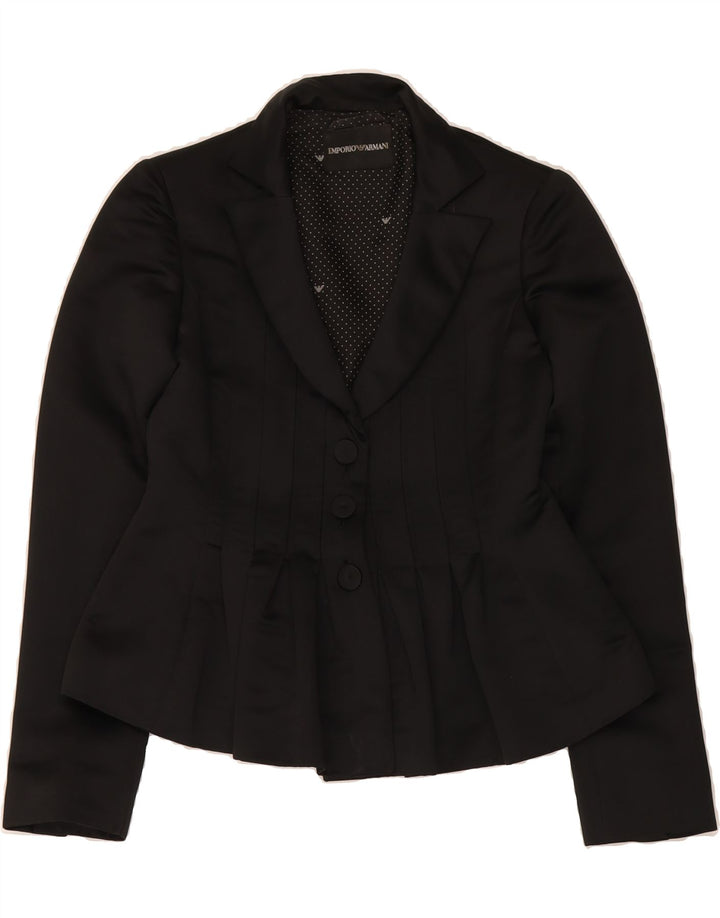 EMPORIO ARMANI Womens 3 Button Blazer Jacket IT 42 Medium Black Polyester Vintage Emporio Armani and Second-Hand Emporio Armani from Messina Hembry 