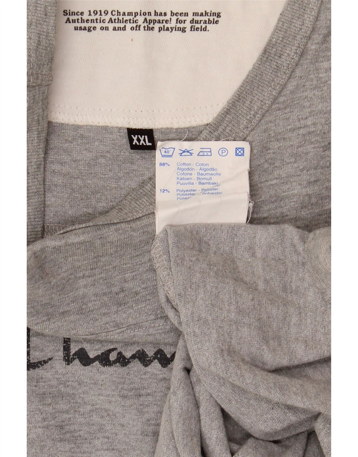 Top grafico da uomo Champion manica lunga 2XL cotone grigio