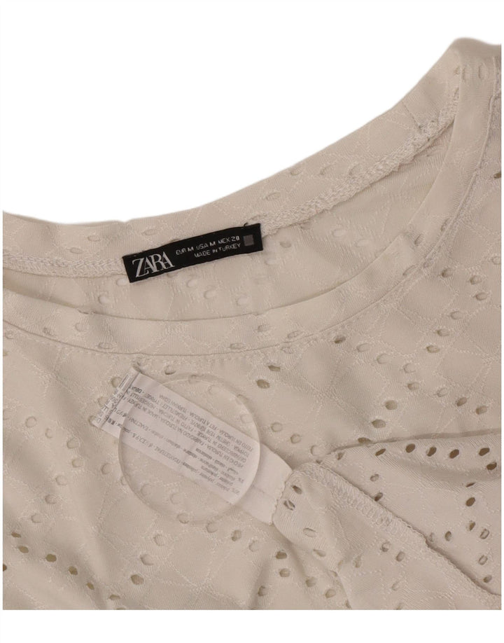 Camicetta senza maniche vestibilità ampia da donna Zara UK 14 medio bianco sporco