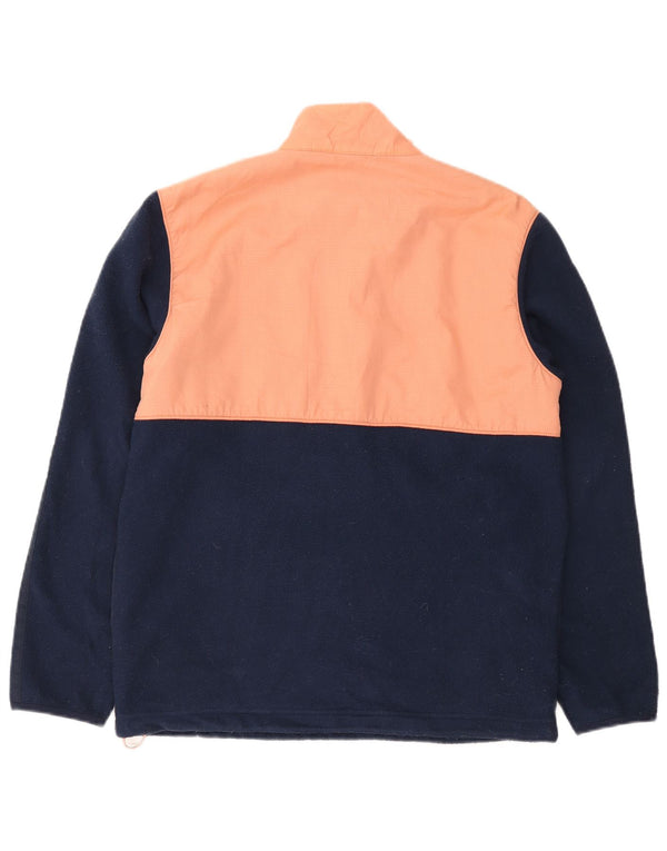 Maglione in pile da uomo Adidas con zip e collo, piccolo, in poliestere color block blu navy
