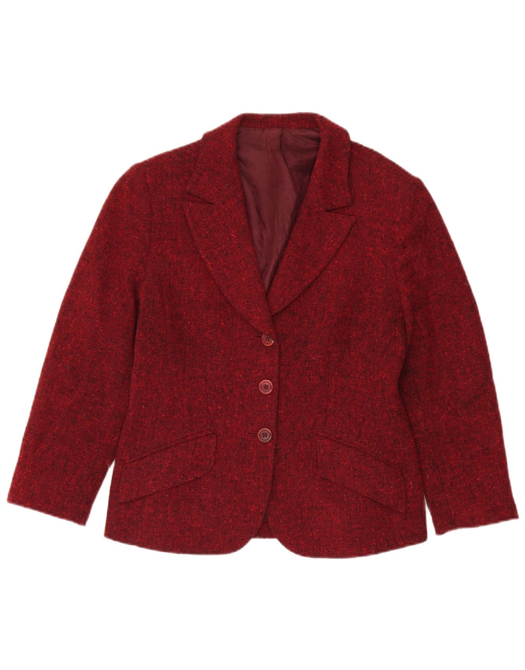 Giacca blazer a 3 bottoni da donna Hobbs UK 12 lana screziata bordeaux media